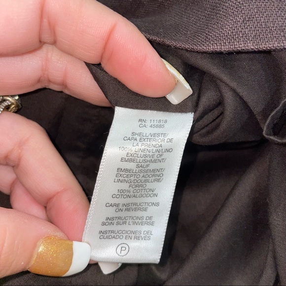 Michael Kors Brown/White Linen V Neck Sleeveless Dress Size 6 - Picture 10 of 12